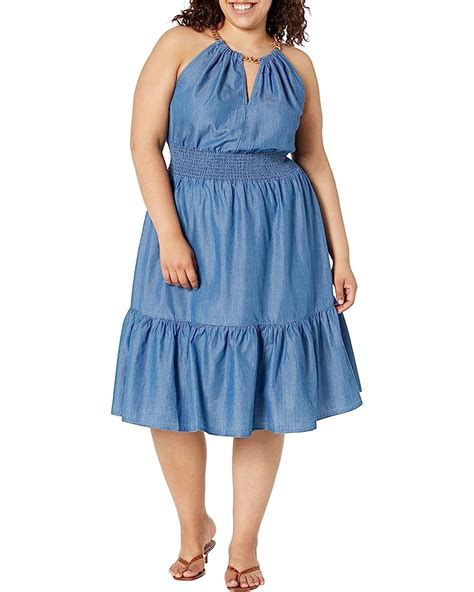 Michael Kors Plus Size Smocked Midi Dress 